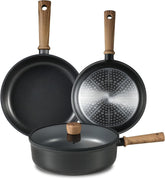 Dream Kitchen: Non Stick Frying Pans Sets 8+9.5+11 Inch Nonstick Skillet Titanium Induction Pan with Glass Lid Nonstick Skillet Compatible with All Stovetops