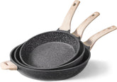 Dream Kitchen: Non Stick Frying Pans,Nonstick Granite Fry Pan Egg Pan Omelet Pans, Stone Cookware Chef's Pan, PFOA Free,(Black Granite, 9.5"+11"+12.5”)