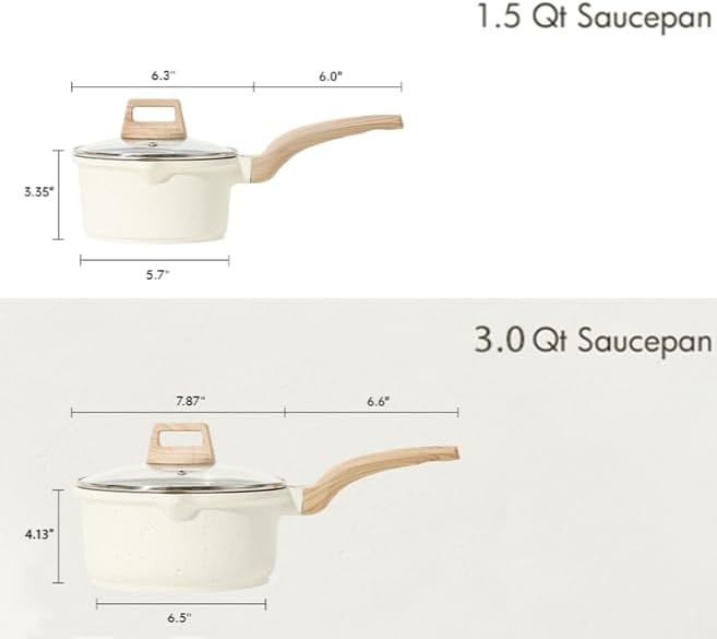 Dream Kitchen: Nonstick Sauce Pan with Lid 2.0Qt & 2.5Qt Sauce Pots with Steamer Basket/Utensil Sets, Titanium Induction Cooking Pot with Stay-Cool Handle, Black
