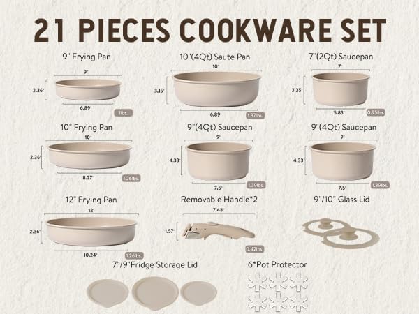 Dream Kitchen: Pots and Pans Set Non Stick, Cookware Set Detachable Handle, Nonstick Induction Kitchen Sets Non Stick with Removable Handle, RV Cook Ware, Oven Safe, Black