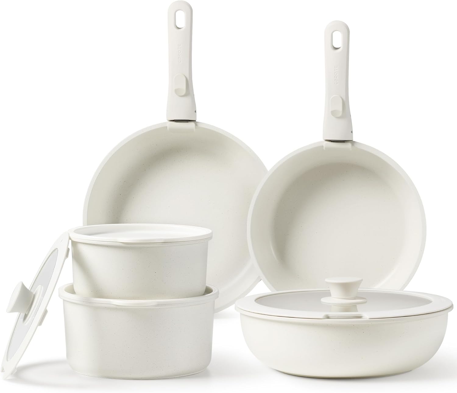 Dream Kitchen: Pots and Pans Set Non Stick, Cookware Set Detachable Handle, Nonstick Induction Kitchen Sets Non Stick with Removable Handle, RV Cook Ware, Oven Safe, Black