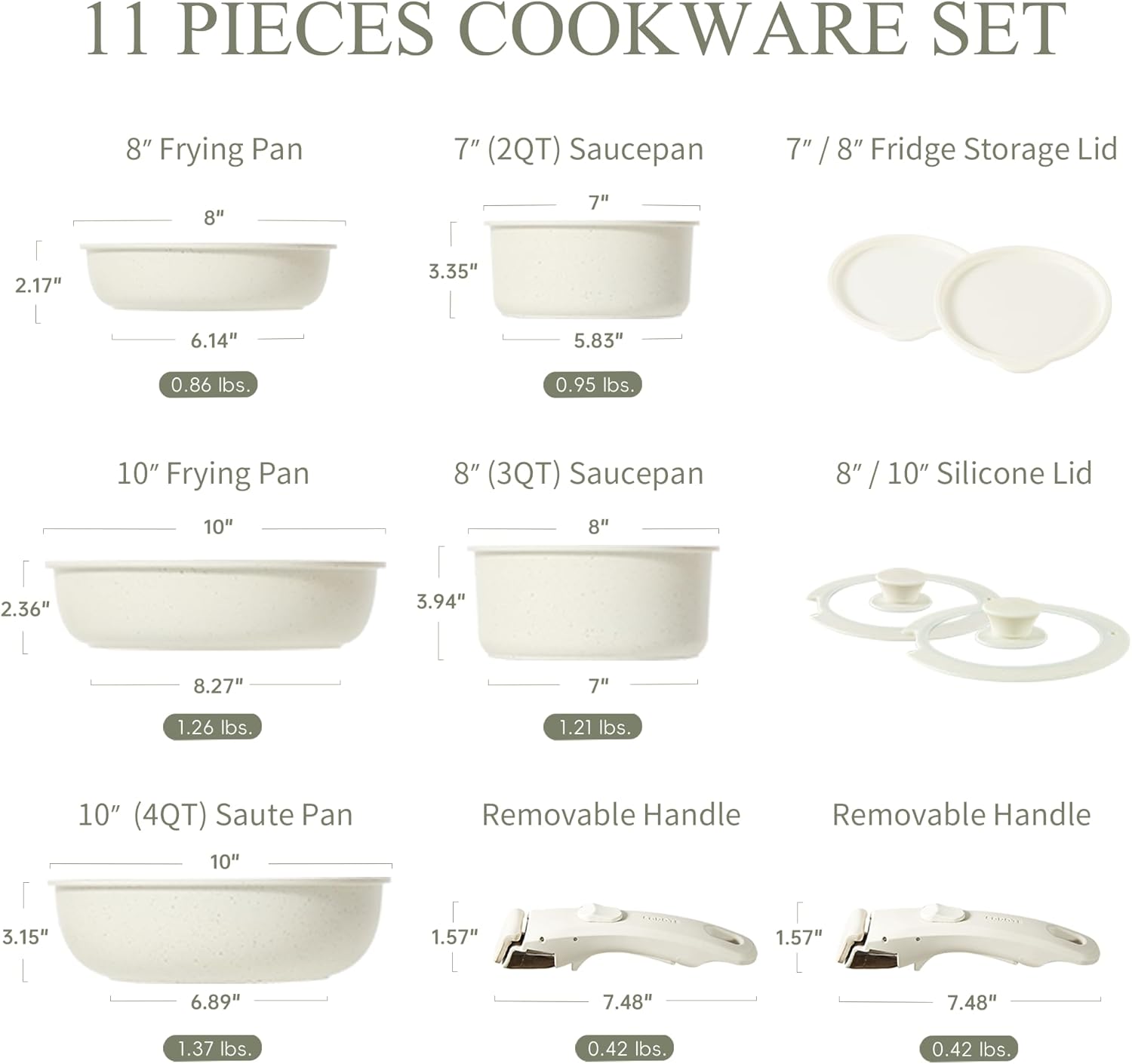 Dream Kitchen: Pots and Pans Set Non Stick, Cookware Set Detachable Handle, Nonstick Induction Kitchen Sets Non Stick with Removable Handle, RV Cook Ware, Oven Safe, Black