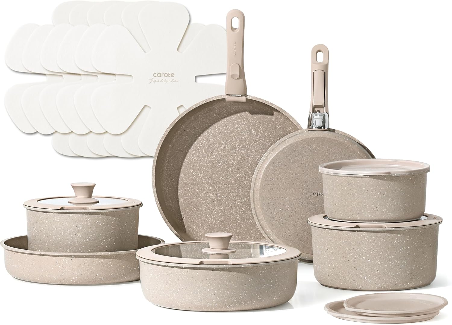 Dream Kitchen: Pots and Pans Set Non Stick, Cookware Set Detachable Handle, Nonstick Induction Kitchen Sets Non Stick with Removable Handle, RV Cook Ware, Oven Safe, Black