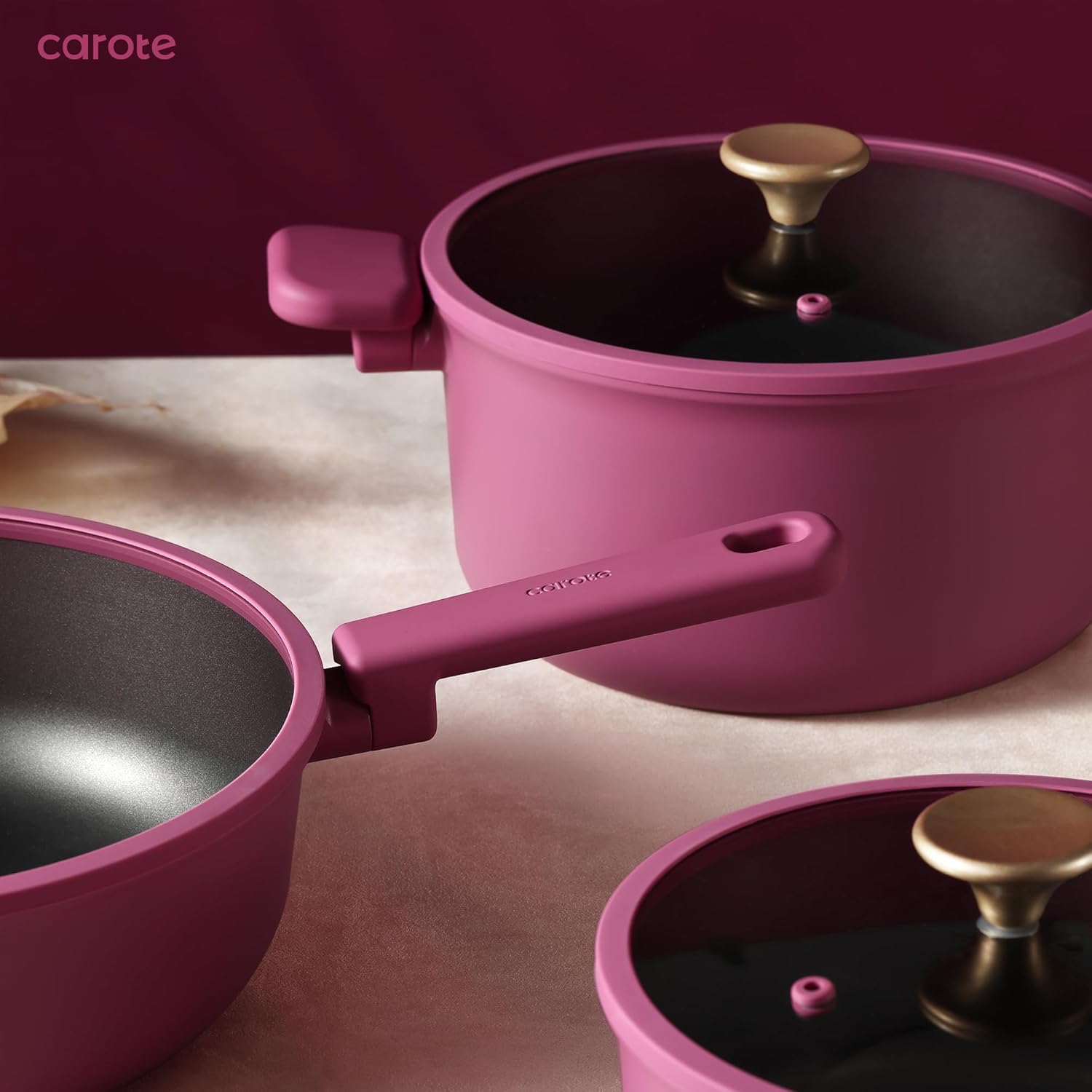Dream Kitchen: Non Stick Pots and Pans Set, Cookware Sets Nonstick, Kitchen Cooking Set with Stay-Cool Handles,with Silicone Tools and Pot Protectors,16 Piece