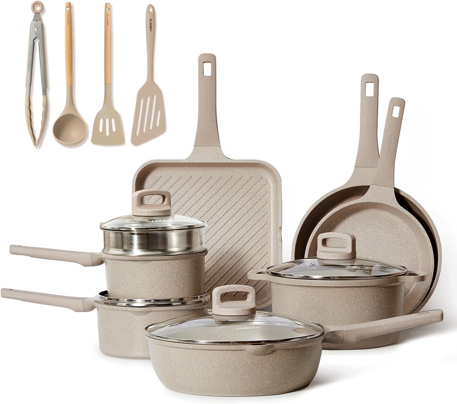 Dream Kitchen: Pots and Pans Set Non Stick, Cookware Set Detachable Handle, Nonstick Induction Kitchen Sets Non Stick with Removable Handle, RV Cook Ware, Oven Safe, Black