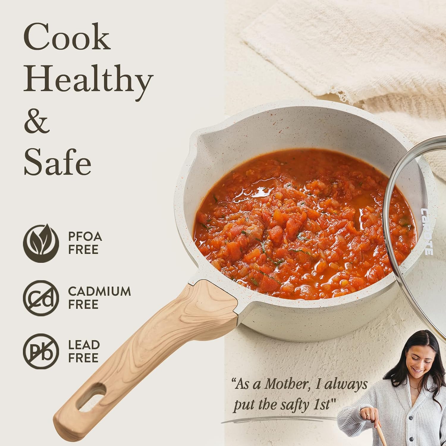 Dream Kitchen: Nonstick Sauce Pan with Lid 2.0Qt & 2.5Qt Sauce Pots with Steamer Basket/Utensil Sets, Titanium Induction Cooking Pot with Stay-Cool Handle, Black