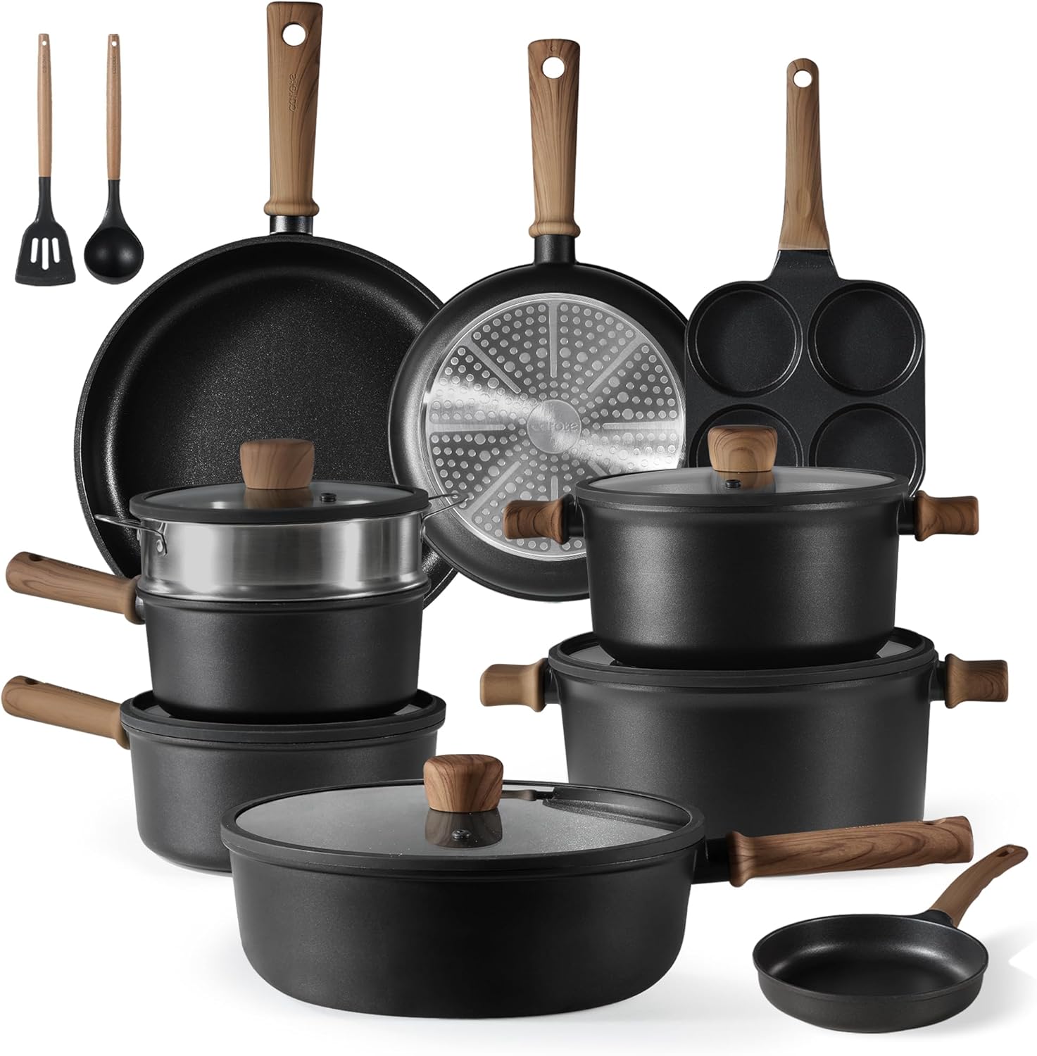 Dream Kitchen: Ceramic Cookware Set, Non Stick Pots and Pans Sets, 18pcs Pot and Pan Set Non Stick, Cooking Induction Cookware