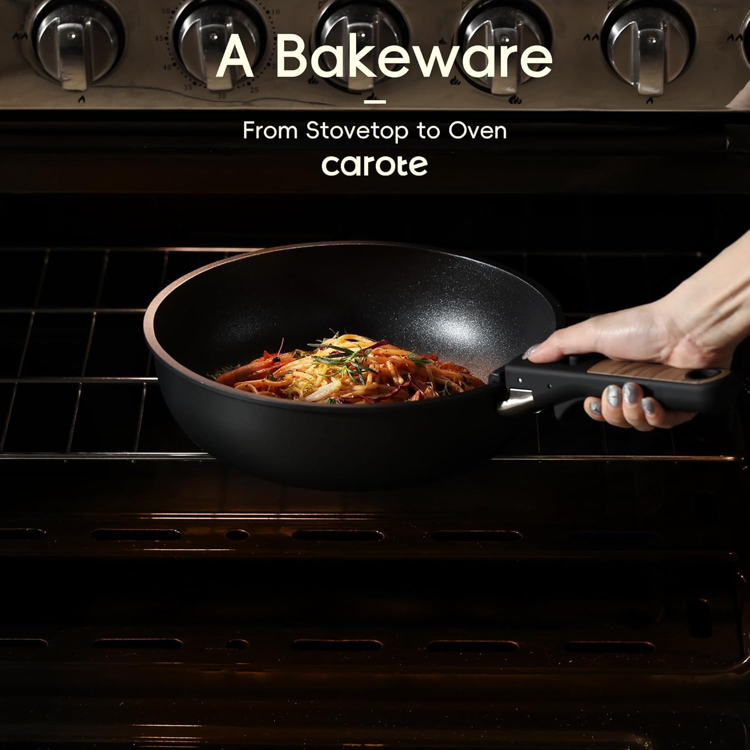Dream Kitchen: 17pcs Pots and Pans Set, Nonstick Cookware Set Detachable Handle, Induction Kitchen Cookware Sets Non Stick with Removable Handle, RV Cookware Set, Oven Safe, Jet Black