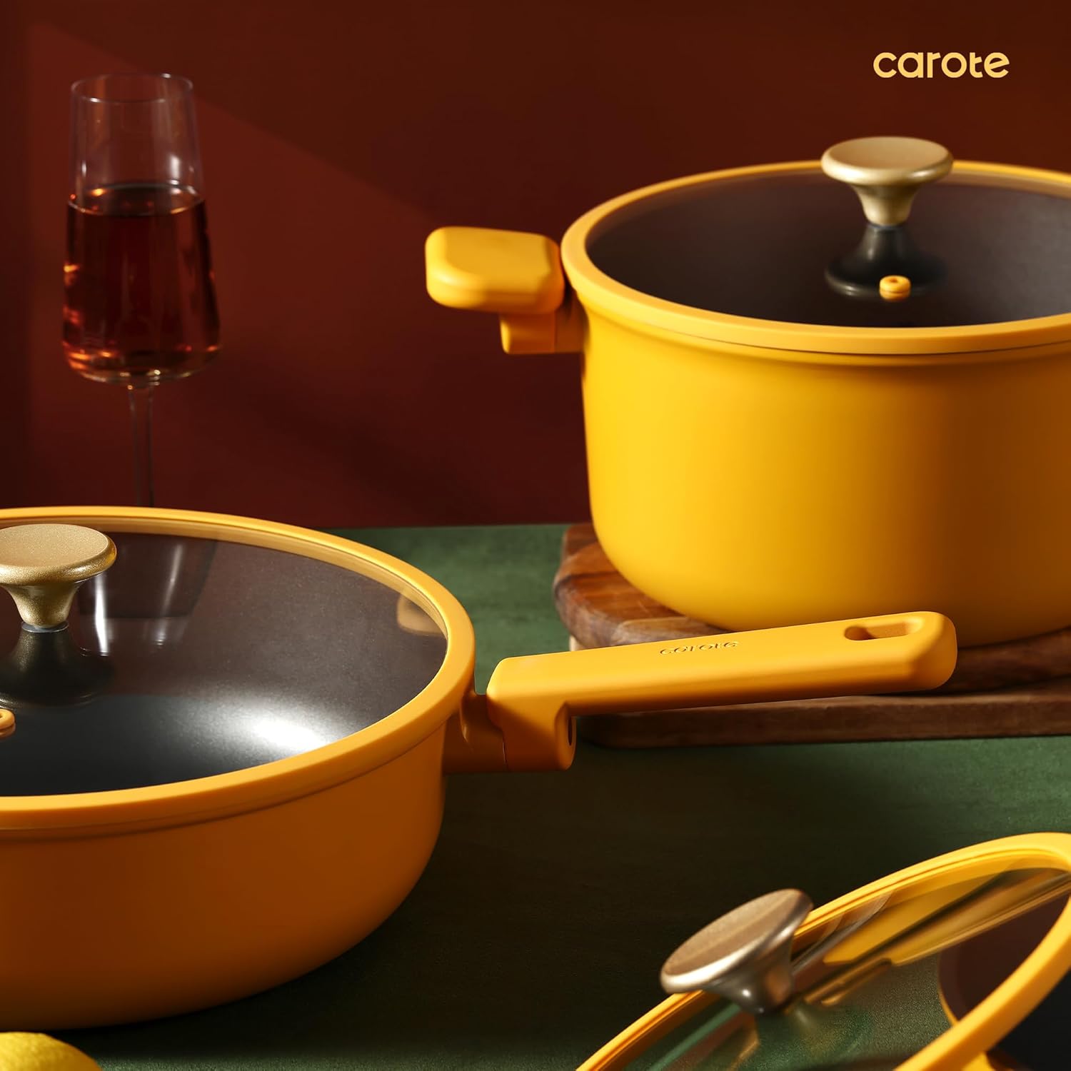Dream Kitchen: Non Stick Pots and Pans Set, Cookware Sets Nonstick, Kitchen Cooking Set with Stay-Cool Handles,with Silicone Tools and Pot Protectors,16 Piece
