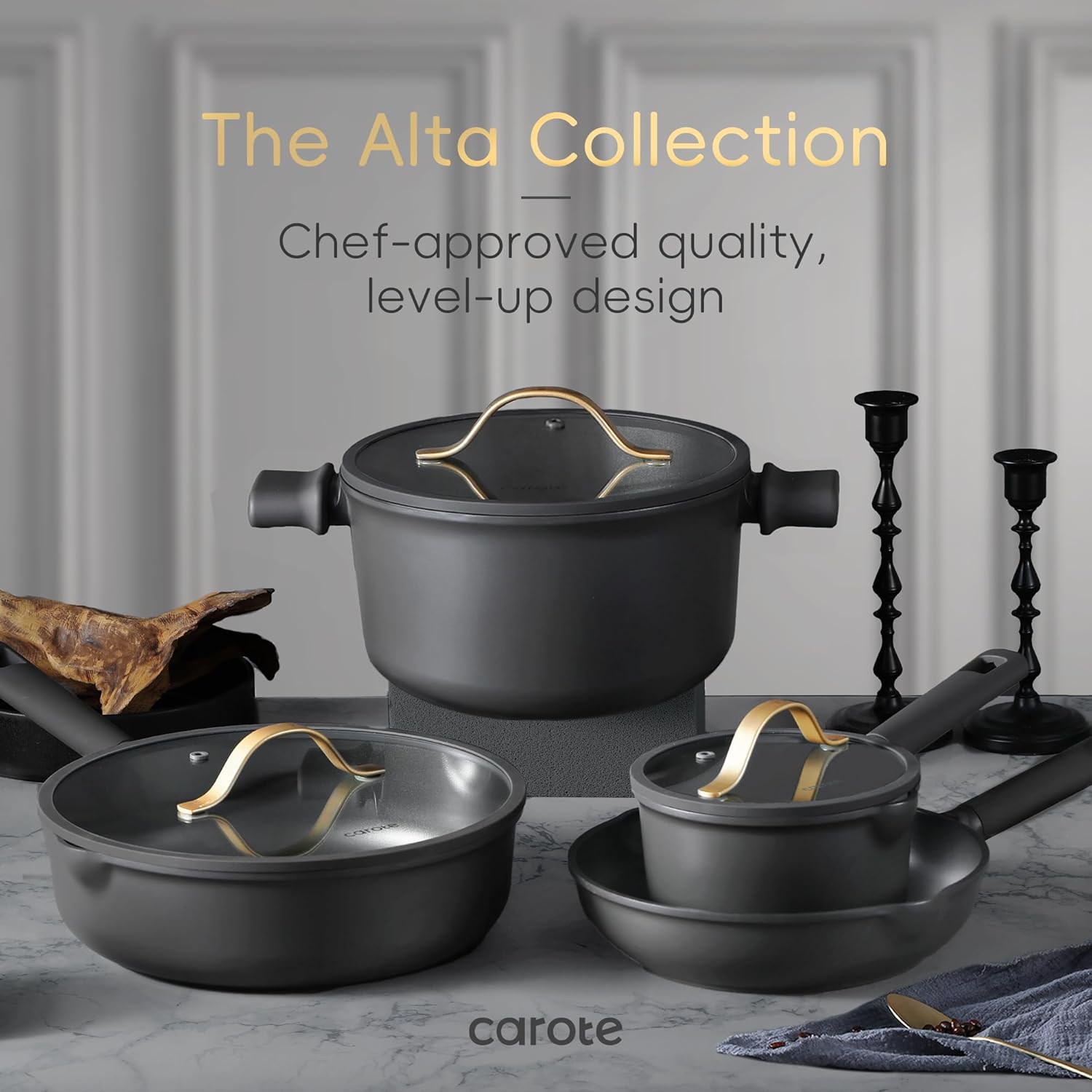 Dream Kitchen: Ceramic Cookware Set, Non Stick Pots and Pans Sets, 18pcs Pot and Pan Set Non Stick, Cooking Induction Cookware