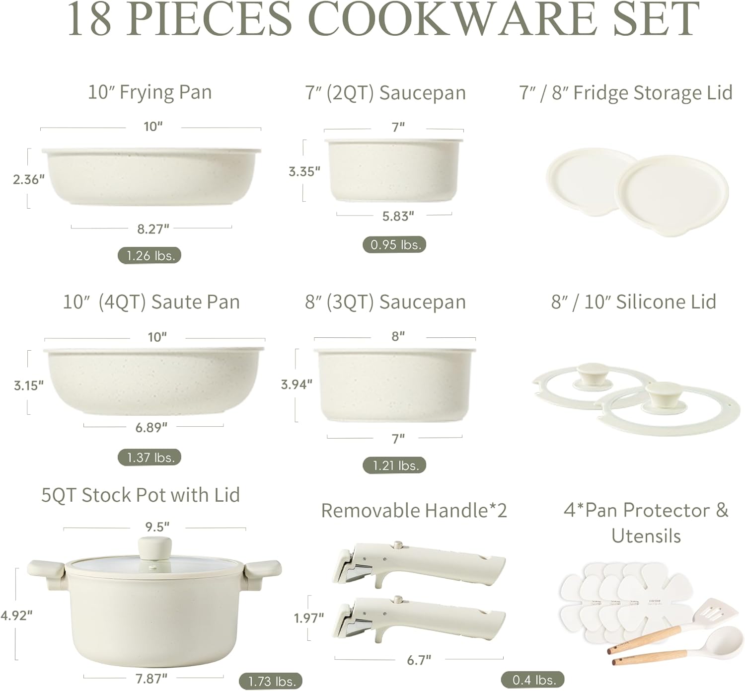 Dream Kitchen: Pots and Pans Set Non Stick, Cookware Set Detachable Handle, Nonstick Induction Kitchen Sets Non Stick with Removable Handle, RV Cook Ware, Oven Safe, Black