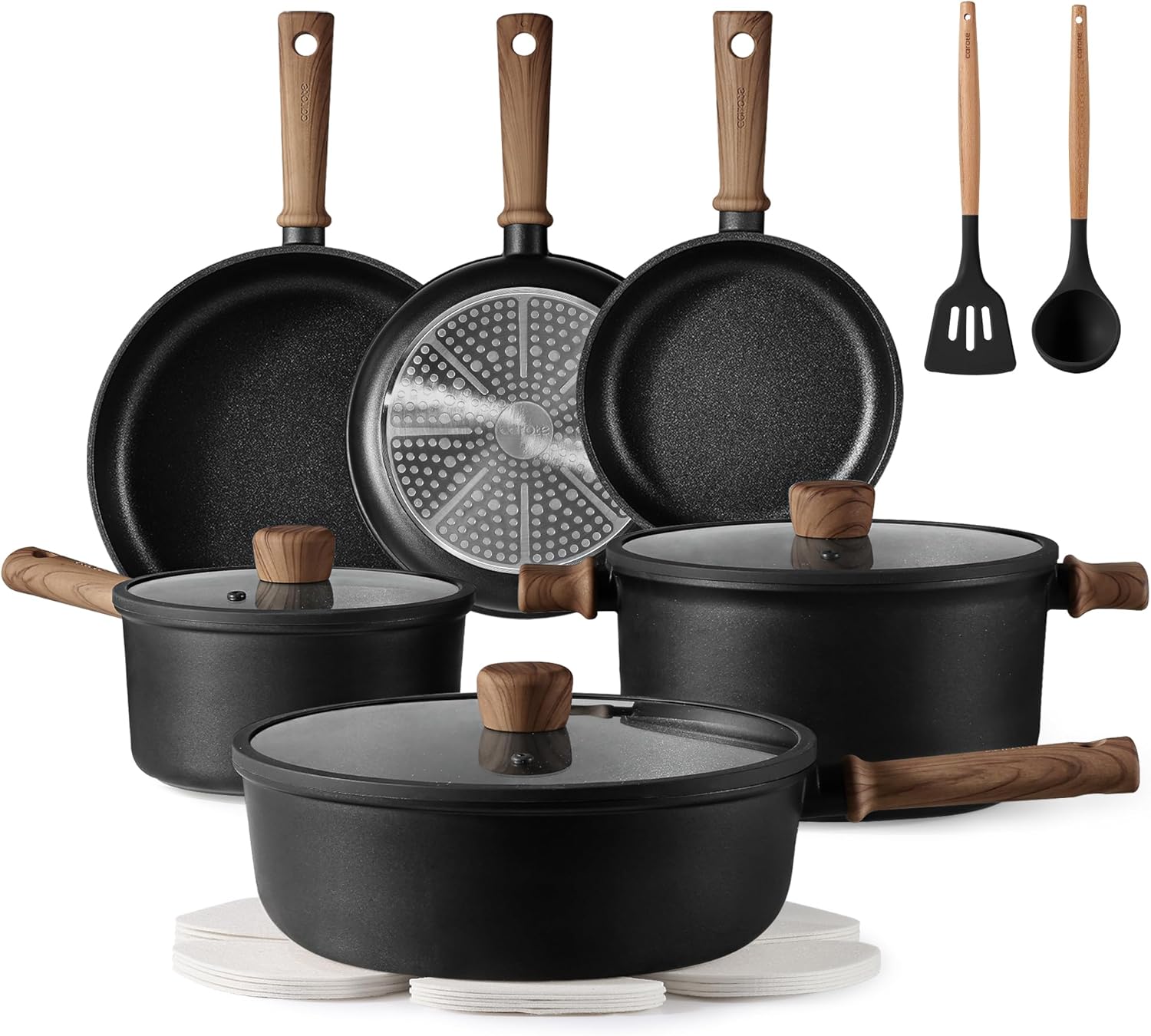 Dream Kitchen: Ceramic Cookware Set, Non Stick Pots and Pans Sets, 18pcs Pot and Pan Set Non Stick, Cooking Induction Cookware