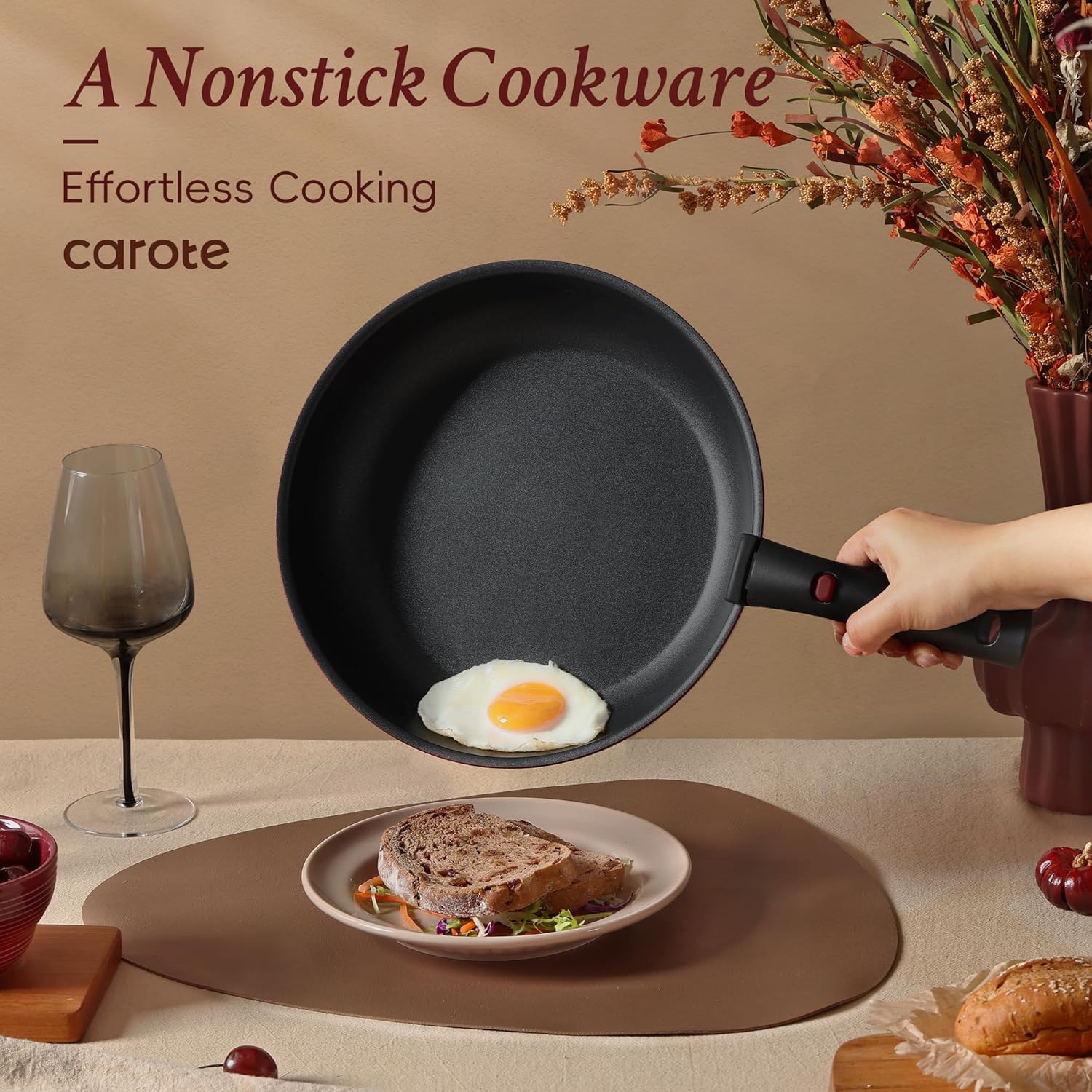 Dream Kitchen: Pots and Pans Set Non Stick, Cookware Set Detachable Handle, Nonstick Induction Kitchen Sets Non Stick with Removable Handle, RV Cook Ware, Oven Safe, Black
