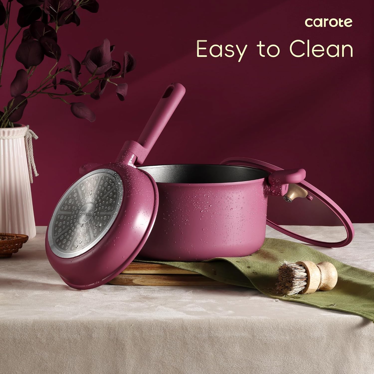 Dream Kitchen: Non Stick Pots and Pans Set, Cookware Sets Nonstick, Kitchen Cooking Set with Stay-Cool Handles,with Silicone Tools and Pot Protectors,16 Piece