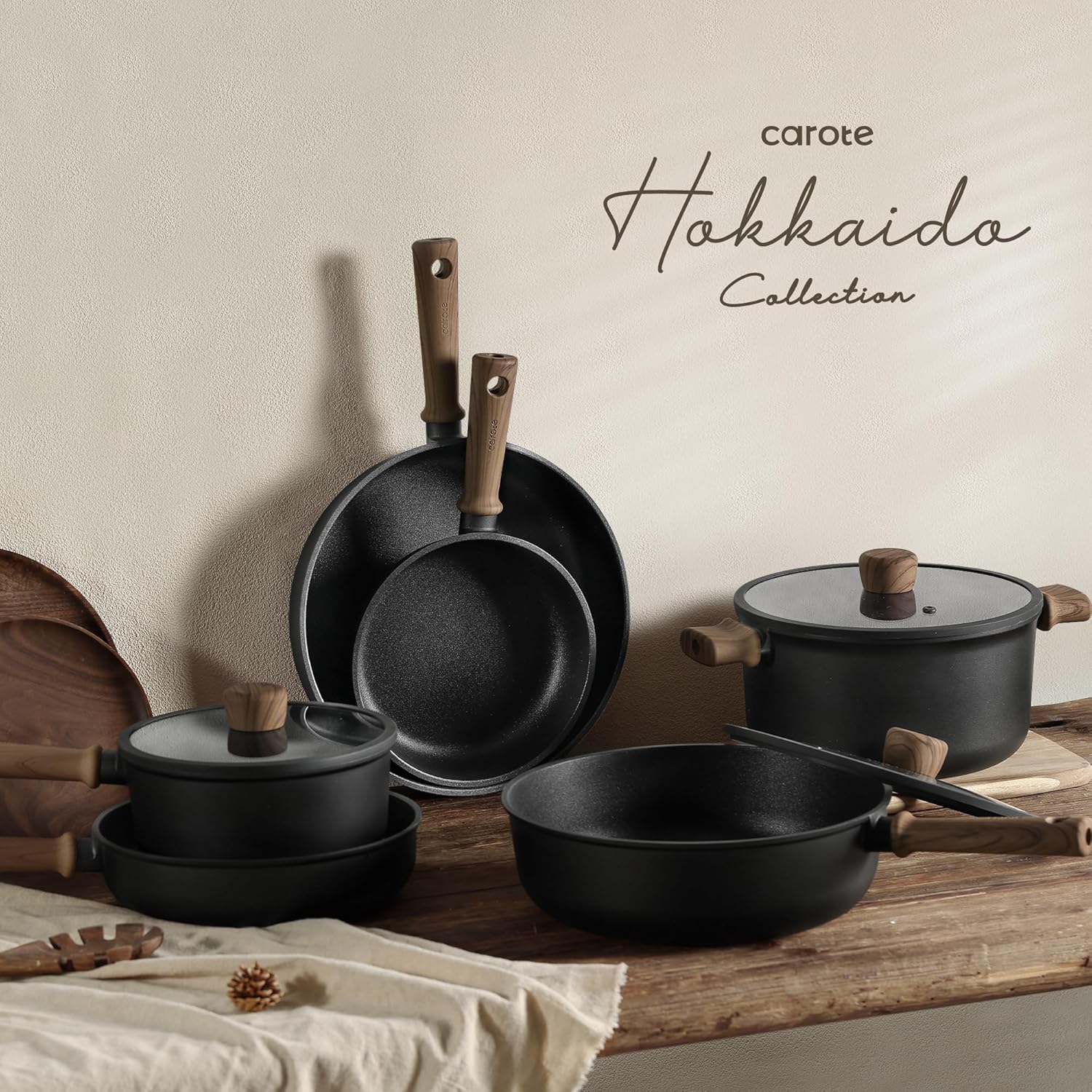Dream Kitchen: Ceramic Cookware Set, Non Stick Pots and Pans Sets, 18pcs Pot and Pan Set Non Stick, Cooking Induction Cookware