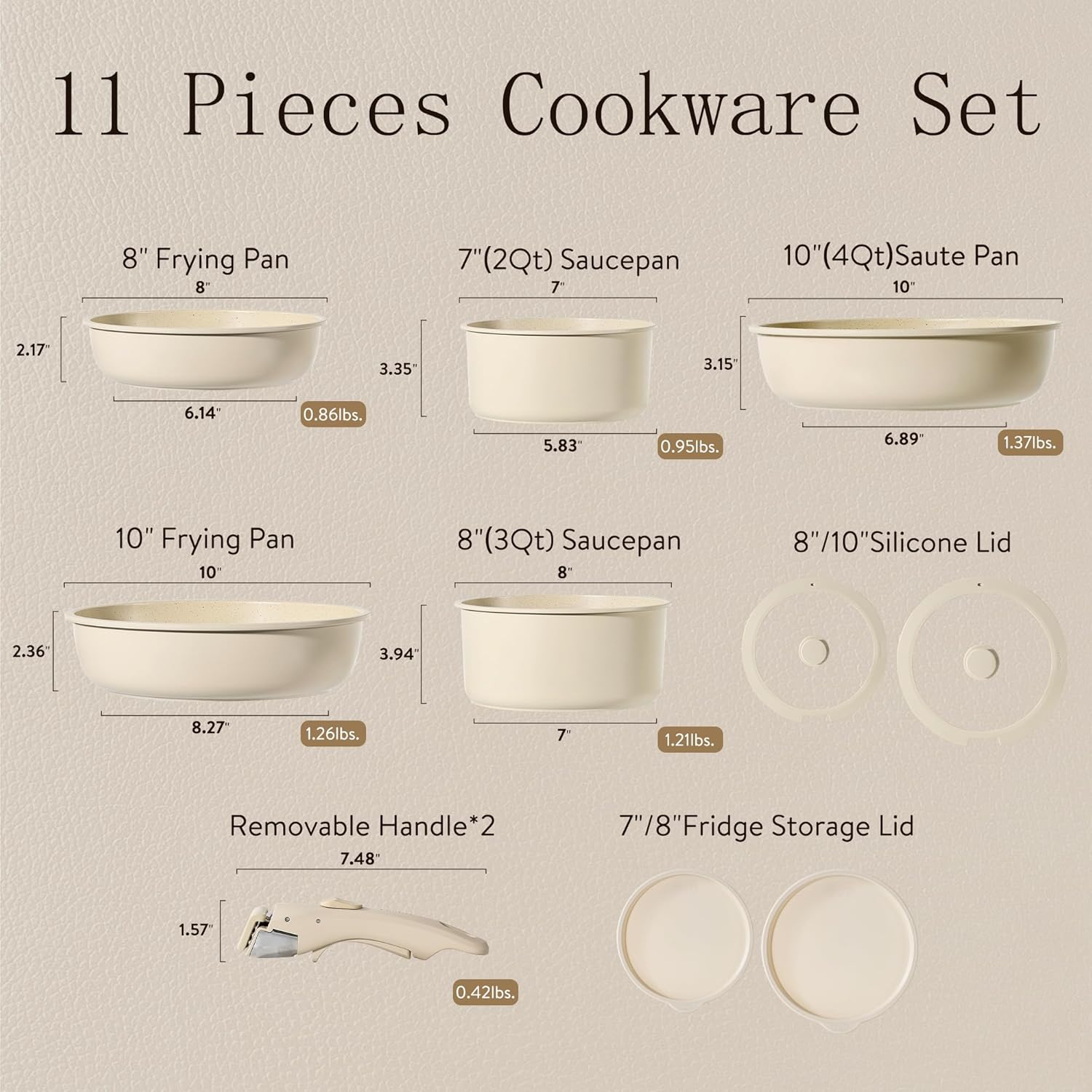Dream Kitchen: Pots and Pans Set Non Stick, Cookware Set Detachable Handle, Nonstick Induction Kitchen Sets Non Stick with Removable Handle, RV Cook Ware, Oven Safe, Black