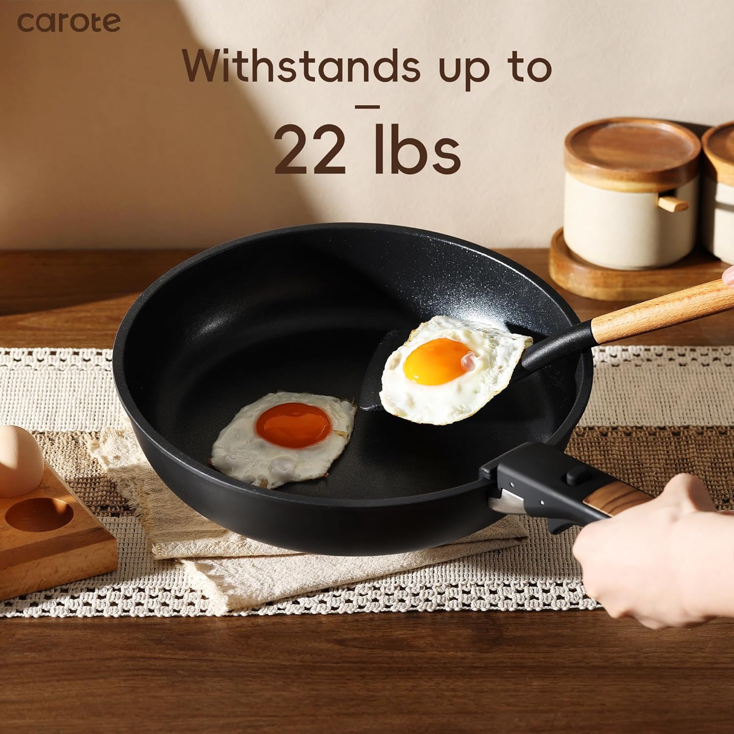 Dream Kitchen: 17pcs Pots and Pans Set, Nonstick Cookware Set Detachable Handle, Induction Kitchen Cookware Sets Non Stick with Removable Handle, RV Cookware Set, Oven Safe, Jet Black