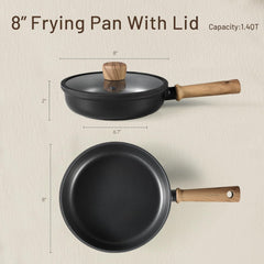Dream Kitchen: Titanium Pan Non Stick Frying Pans with Lid, 8/9.5/11 Inch Nonstick Skillet Chef's Pan with Lid, Compatible with All Stoves, 8''