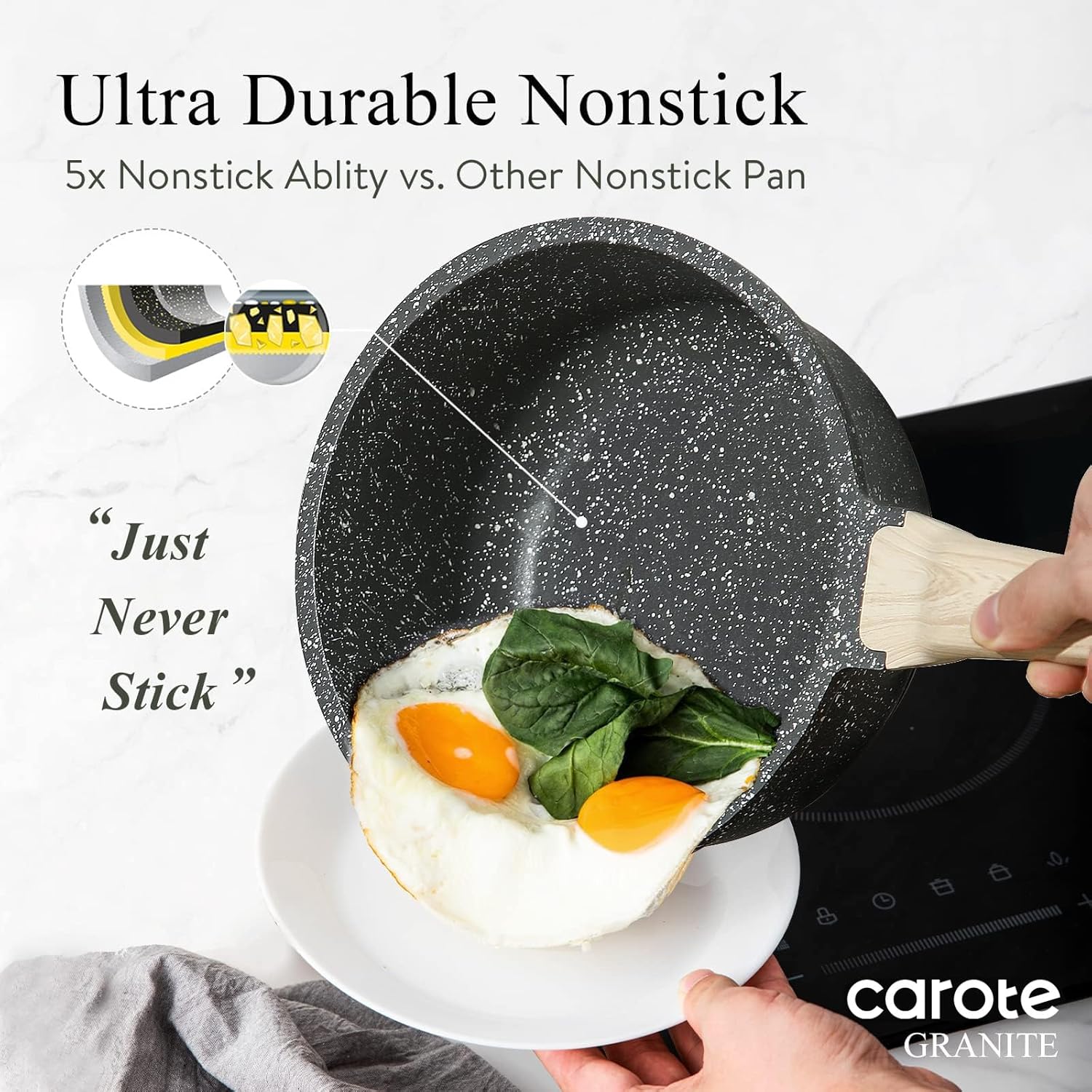Dream Kitchen: Nonstick Sauce Pan with Lid 2.0Qt & 2.5Qt Sauce Pots with Steamer Basket/Utensil Sets, Titanium Induction Cooking Pot with Stay-Cool Handle, Black