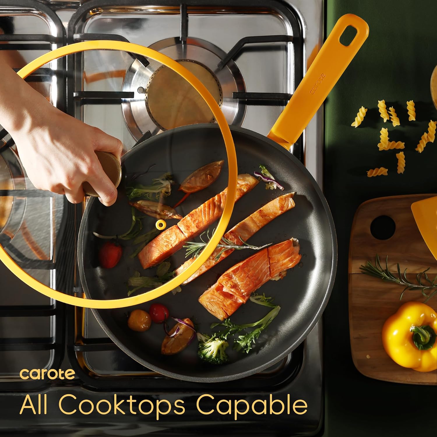 Dream Kitchen: Non Stick Pots and Pans Set, Cookware Sets Nonstick, Kitchen Cooking Set with Stay-Cool Handles,with Silicone Tools and Pot Protectors,16 Piece