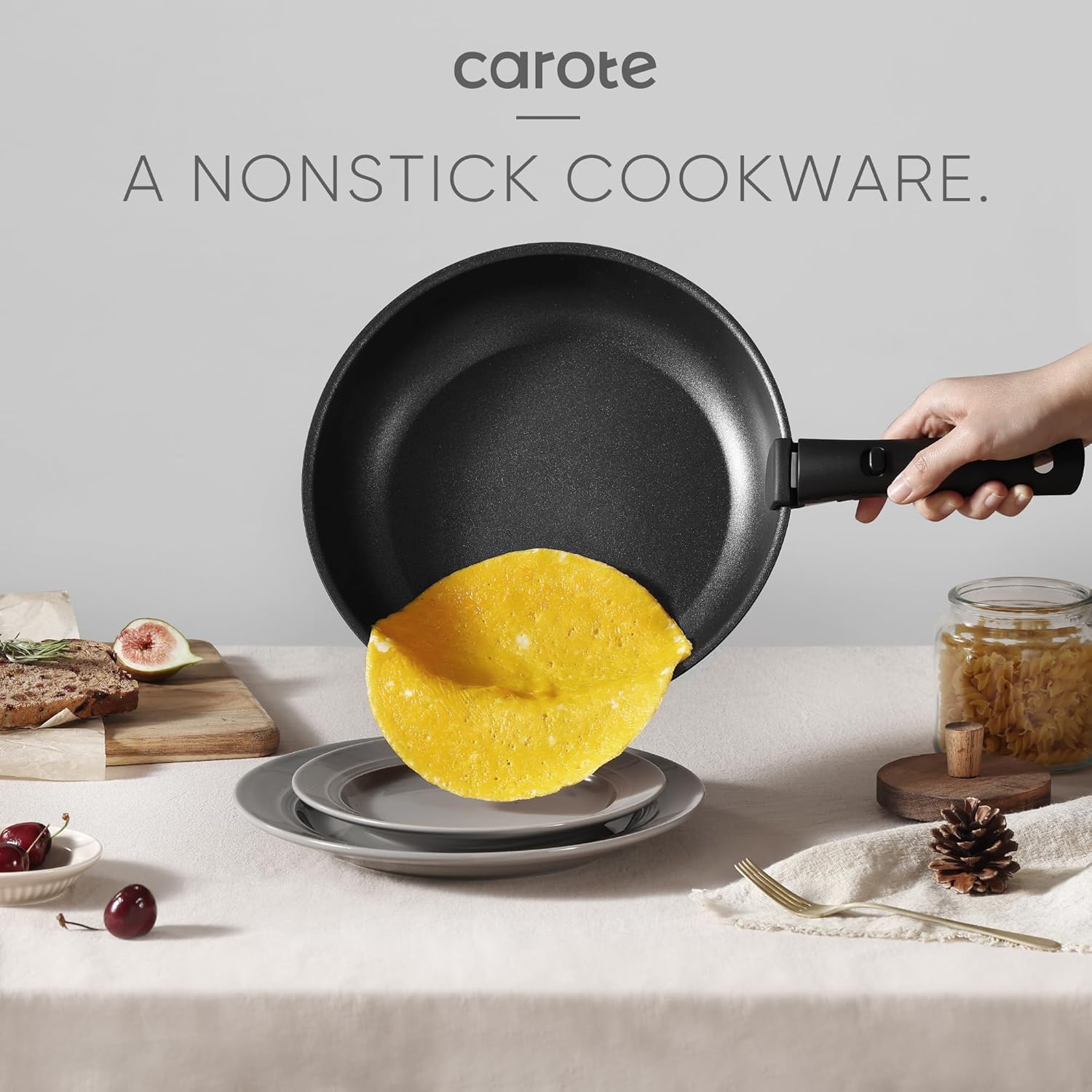 Dream Kitchen: Pots and Pans Set Non Stick, Cookware Set Detachable Handle, Nonstick Induction Kitchen Sets Non Stick with Removable Handle, RV Cook Ware, Oven Safe, Black