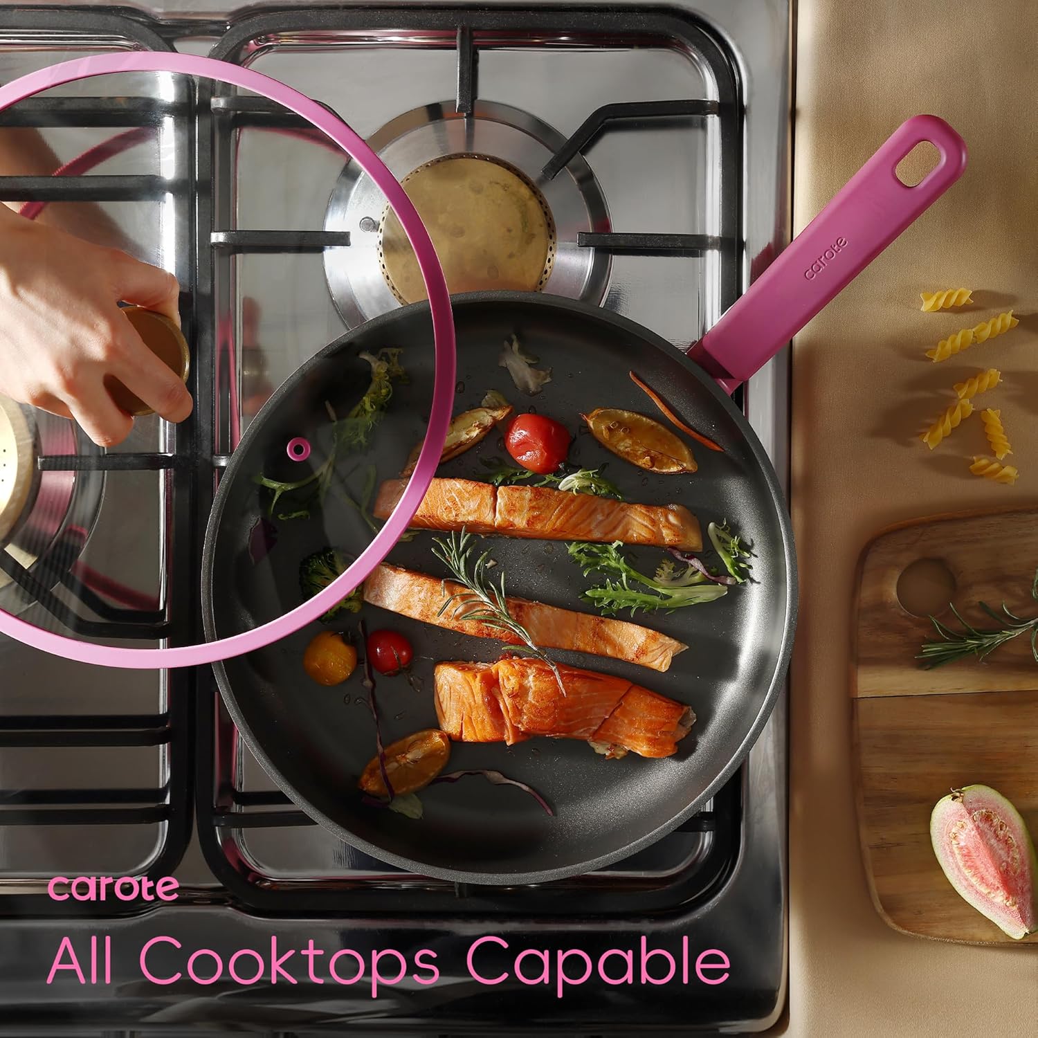 Dream Kitchen: Non Stick Pots and Pans Set, Cookware Sets Nonstick, Kitchen Cooking Set with Stay-Cool Handles,with Silicone Tools and Pot Protectors,16 Piece