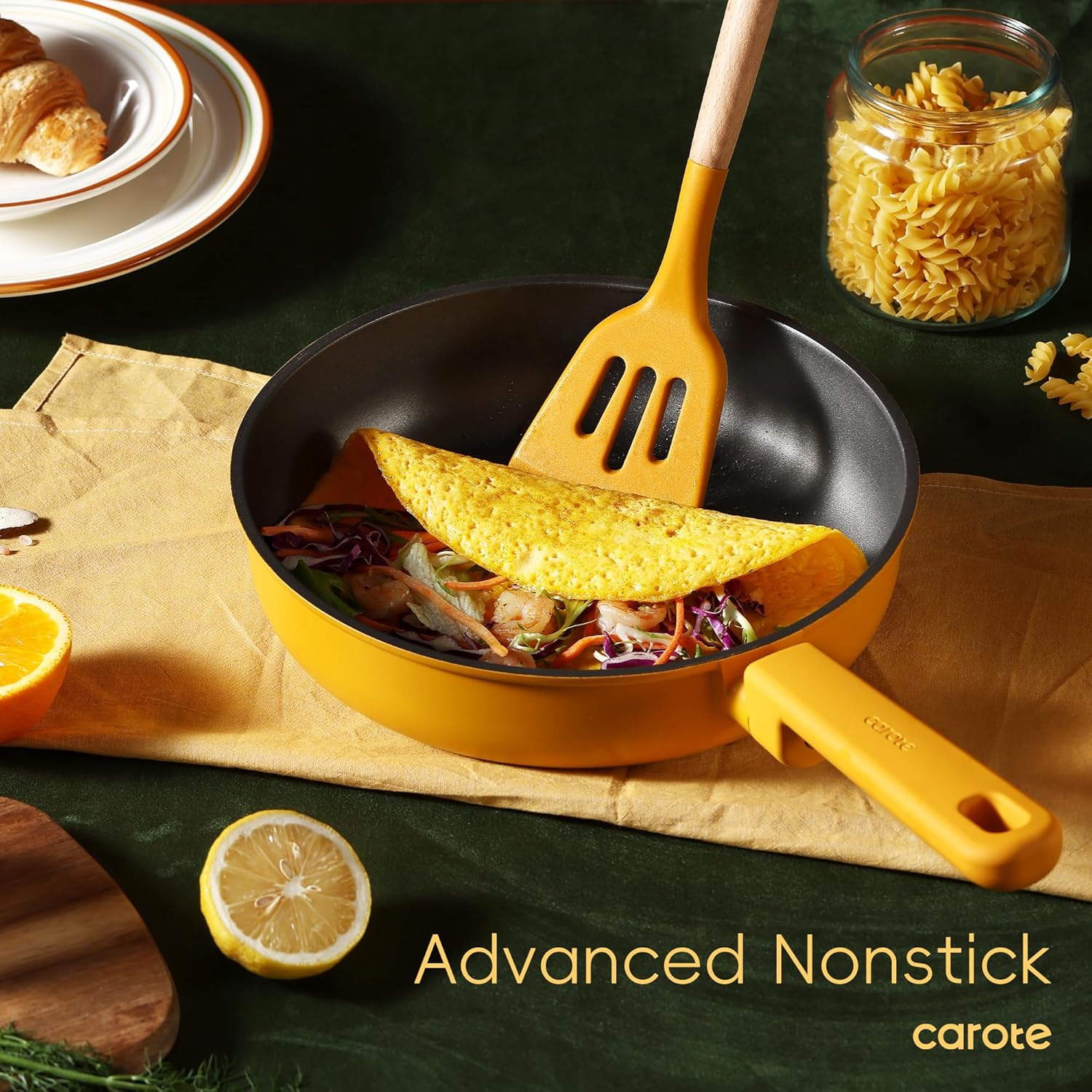 Dream Kitchen: Non Stick Pots and Pans Set, Cookware Sets Nonstick, Kitchen Cooking Set with Stay-Cool Handles,with Silicone Tools and Pot Protectors,16 Piece
