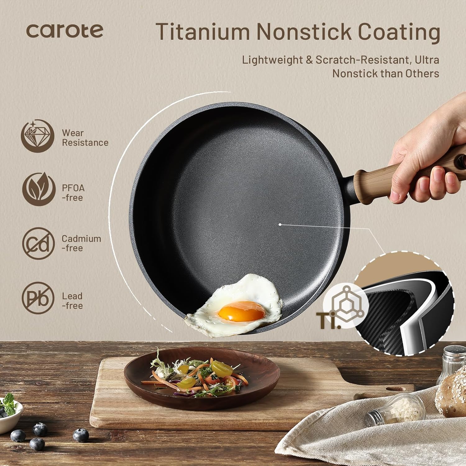 Dream Kitchen: Non Stick Frying Pans Sets 8+9.5+11 Inch Nonstick Skillet Titanium Induction Pan with Glass Lid Nonstick Skillet Compatible with All Stovetops