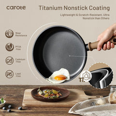 Dream Kitchen: Non Stick Frying Pans Sets 8+9.5+11 Inch Nonstick Skillet Titanium Induction Pan with Glass Lid Nonstick Skillet Compatible with All Stovetops