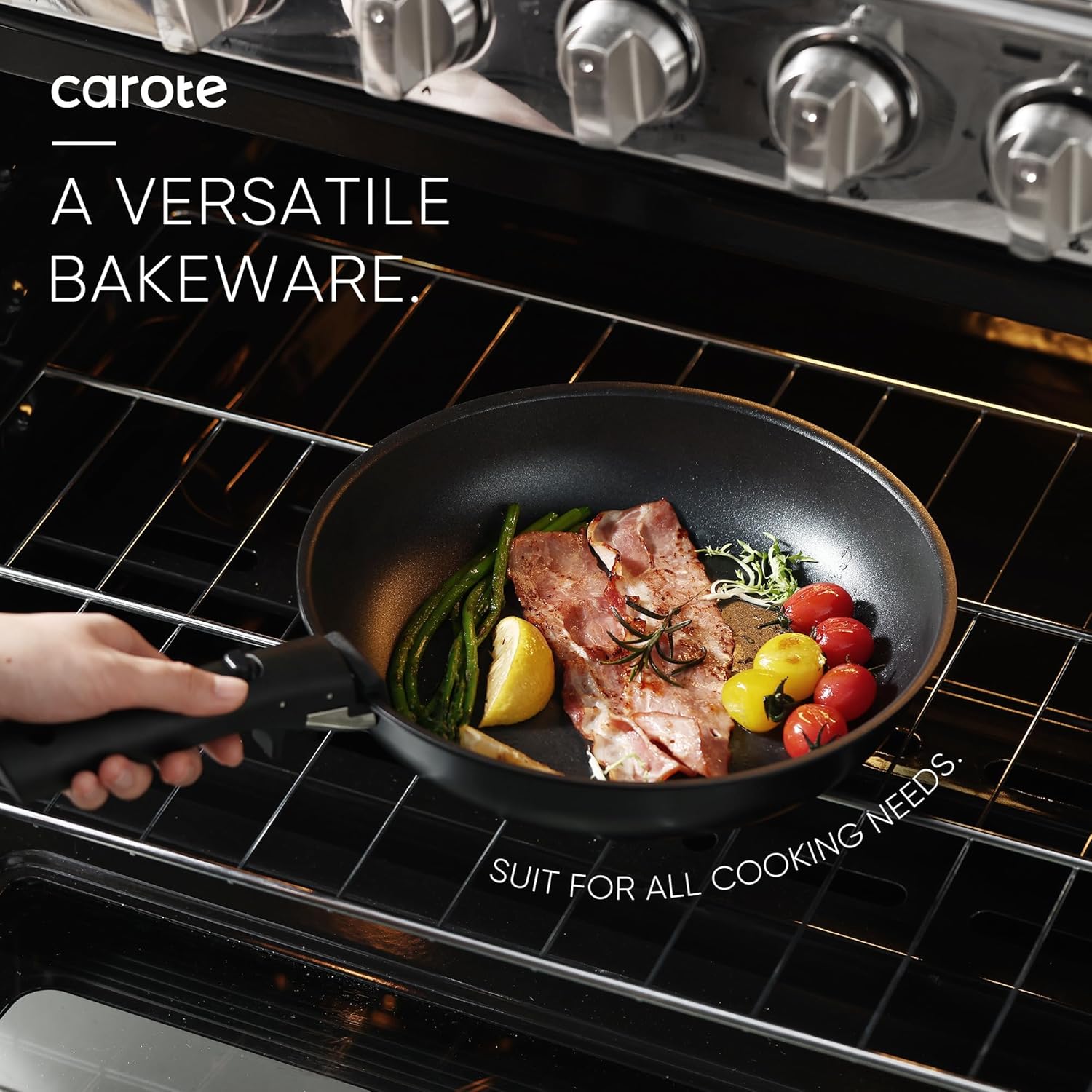 Dream Kitchen: Pots and Pans Set Non Stick, Cookware Set Detachable Handle, Nonstick Induction Kitchen Sets Non Stick with Removable Handle, RV Cook Ware, Oven Safe, Black