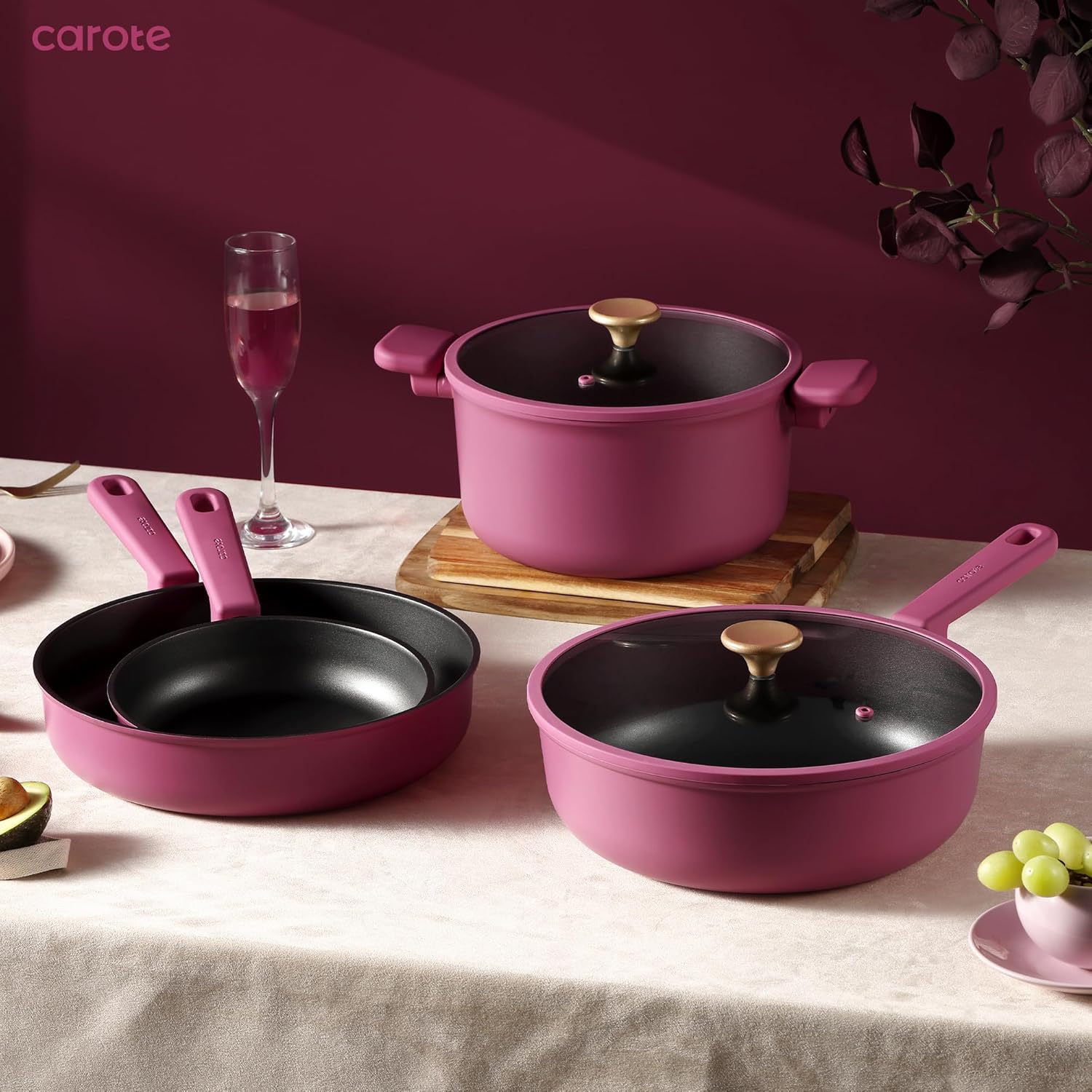 Dream Kitchen: Non Stick Pots and Pans Set, Cookware Sets Nonstick, Kitchen Cooking Set with Stay-Cool Handles,with Silicone Tools and Pot Protectors,16 Piece