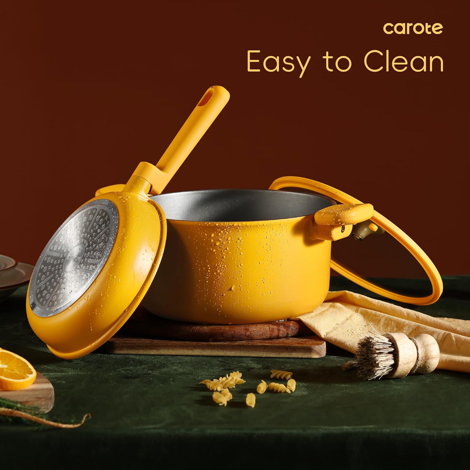 Dream Kitchen: Non Stick Pots and Pans Set, Cookware Sets Nonstick, Kitchen Cooking Set with Stay-Cool Handles,with Silicone Tools and Pot Protectors,16 Piece