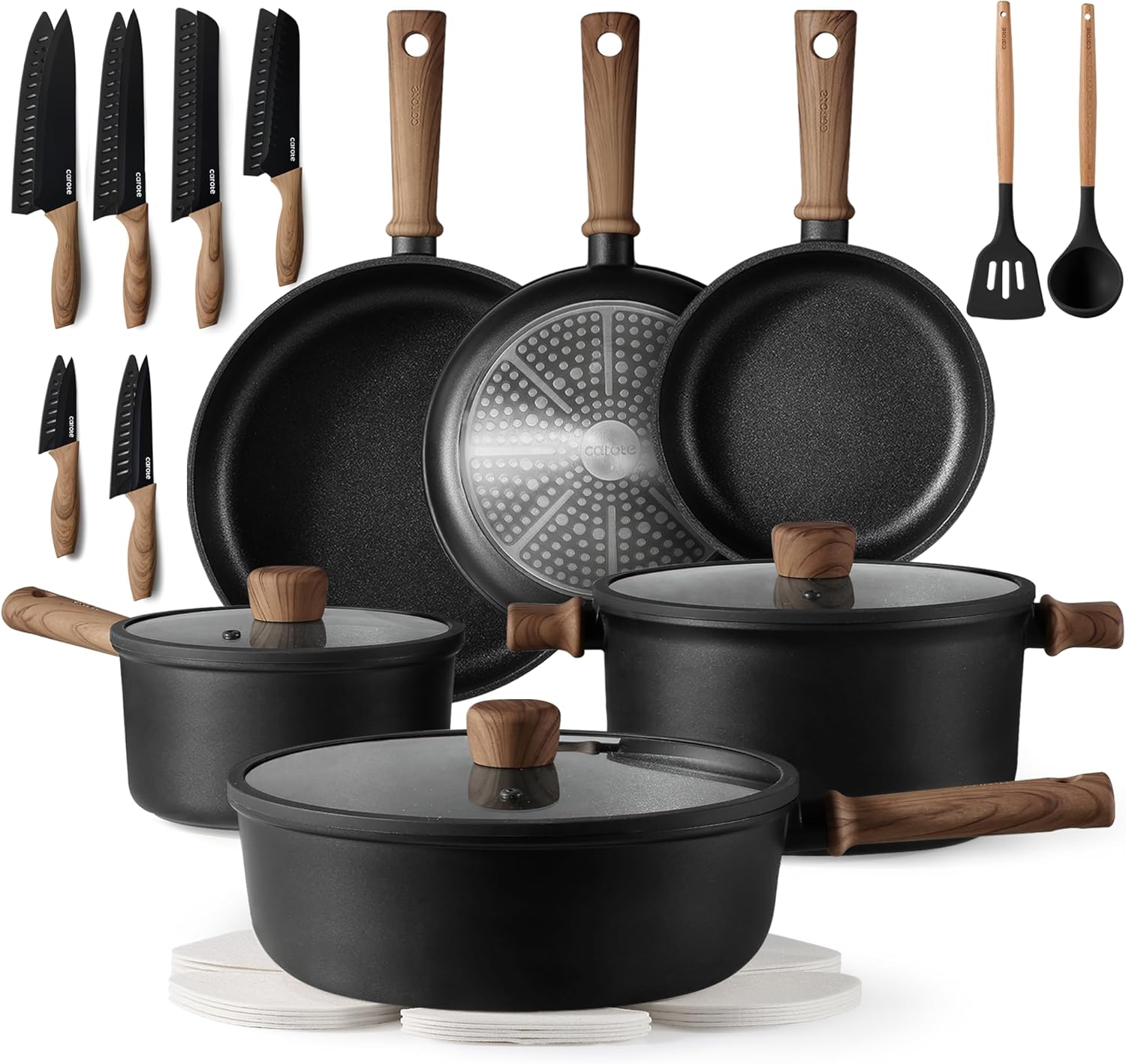 Dream Kitchen: Ceramic Cookware Set, Non Stick Pots and Pans Sets, 18pcs Pot and Pan Set Non Stick, Cooking Induction Cookware