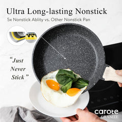 Dream Kitchen: Non Stick Frying Pans,Nonstick Granite Fry Pan Egg Pan Omelet Pans, Stone Cookware Chef's Pan, PFOA Free,(Black Granite, 9.5"+11"+12.5”)