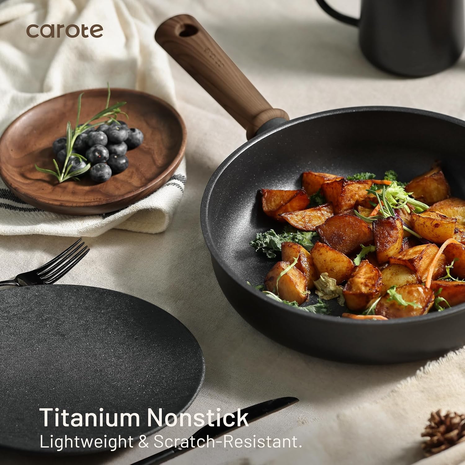 Dream Kitchen: Non Stick Frying Pans Sets 8+9.5+11 Inch Nonstick Skillet Titanium Induction Pan with Glass Lid Nonstick Skillet Compatible with All Stovetops