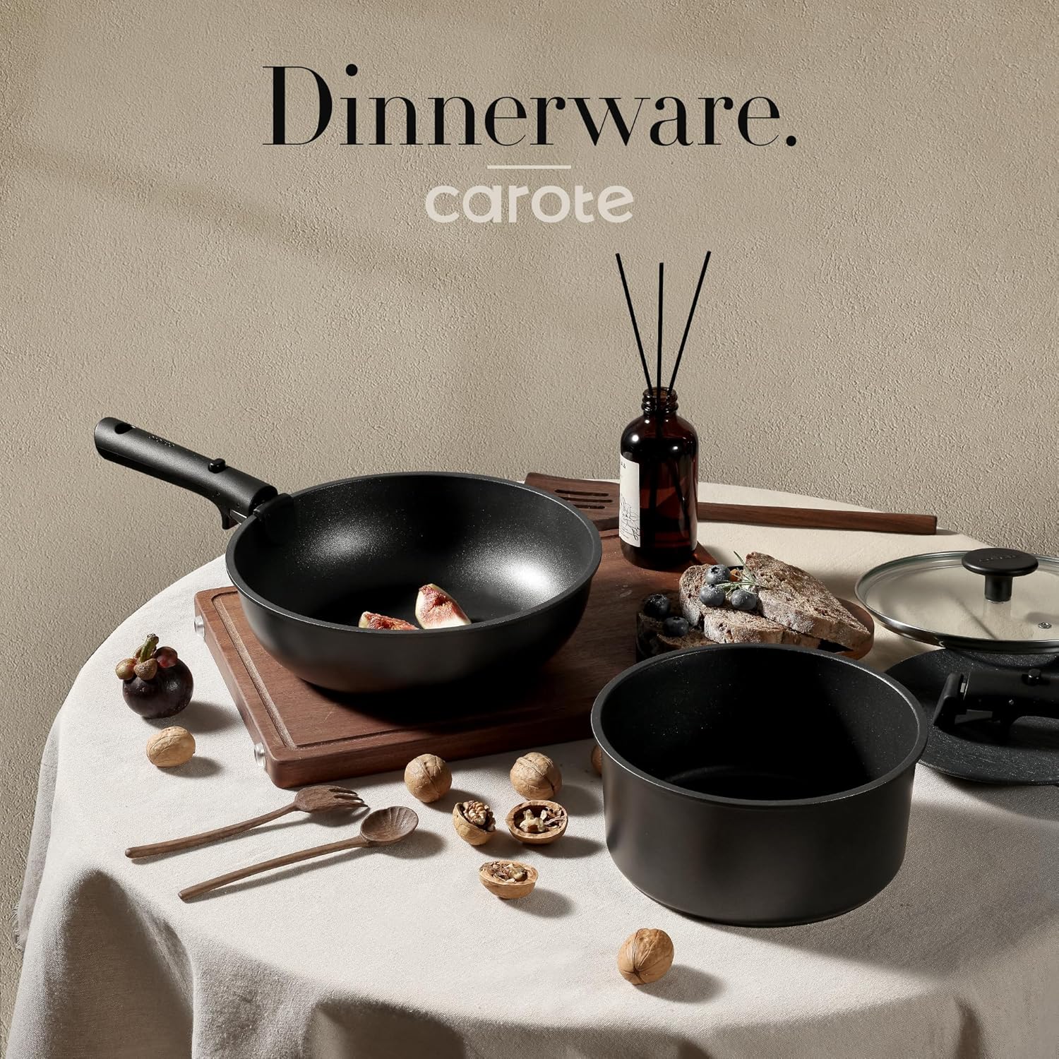 Dream Kitchen: Pots and Pans Set Non Stick, Cookware Set Detachable Handle, Nonstick Induction Kitchen Sets Non Stick with Removable Handle, RV Cook Ware, Oven Safe, Black